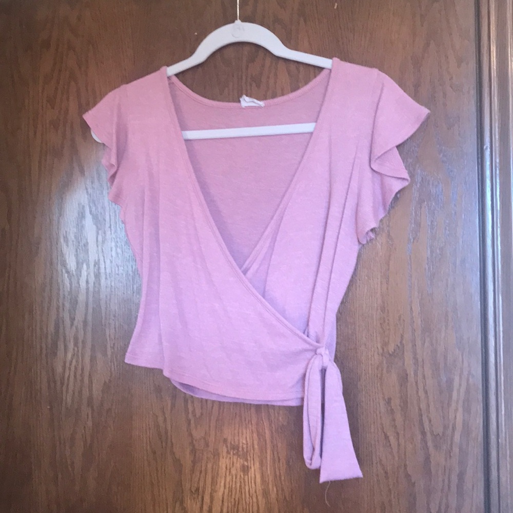 Pink tie crop top